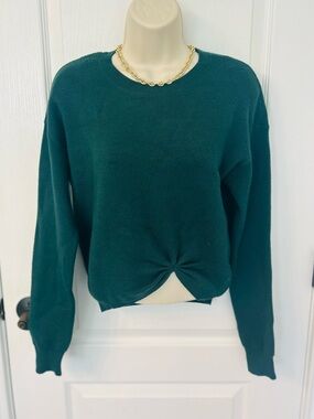 NWT Rachel Zoe Crewneck Twist-Front Forest Green Sweater!